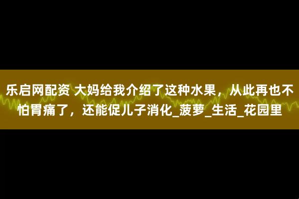 乐启网配资 大妈给我介绍了这种水果,从此再也不怕胃痛了,还能促儿子消化_菠萝_生活_花园里